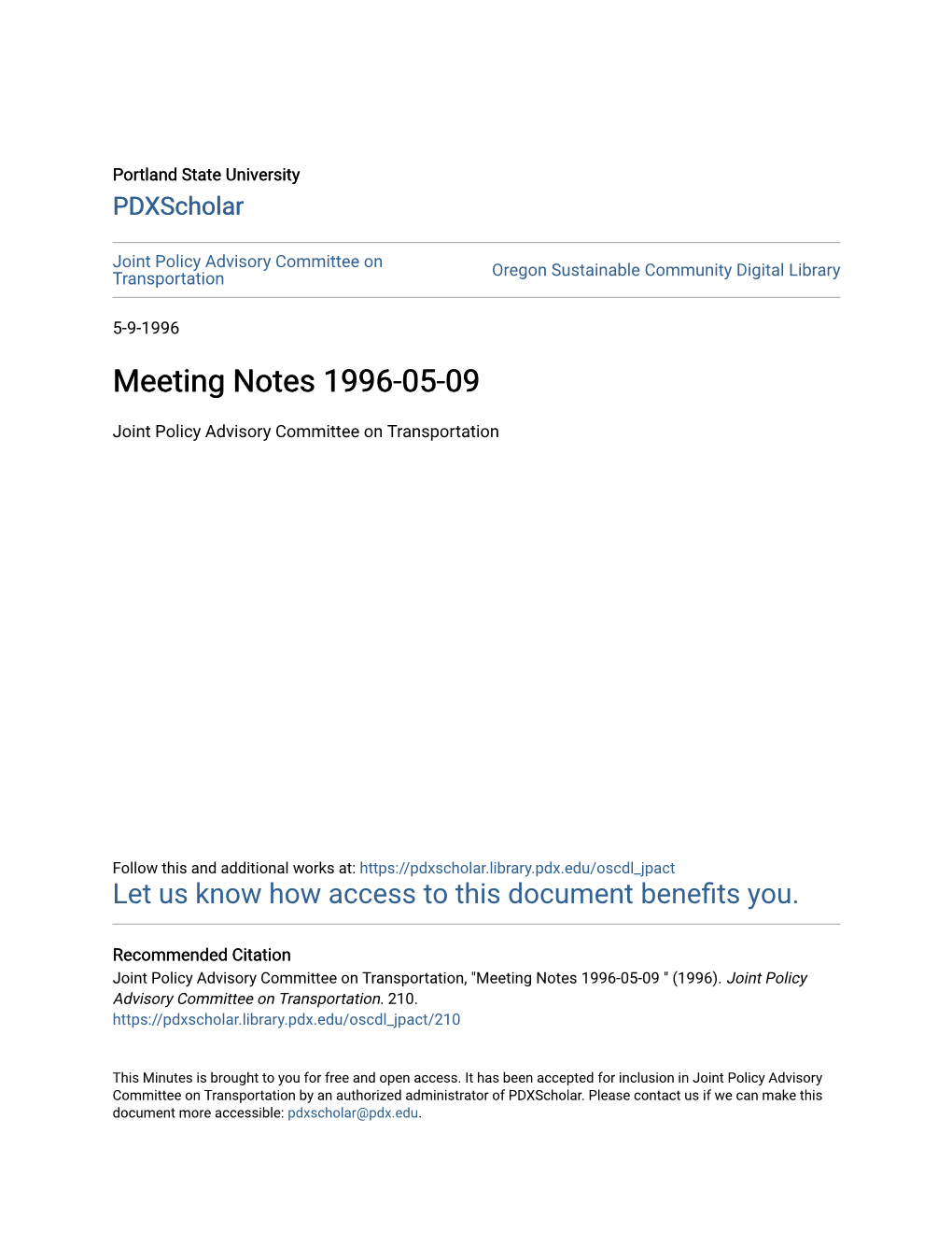 Meeting Notes 1996-05-09
