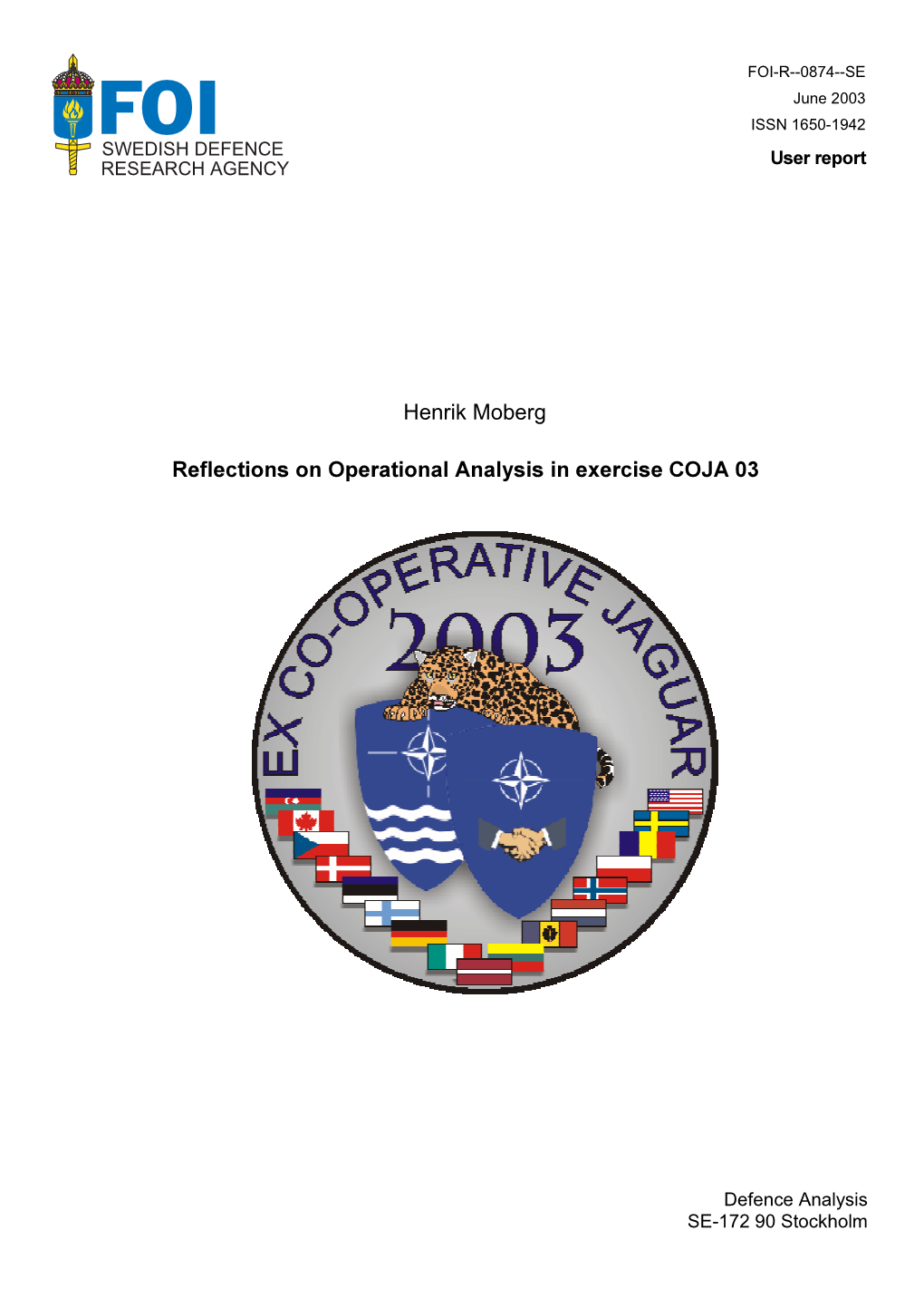 Reflections on Operational Analysis in Exercise COJA