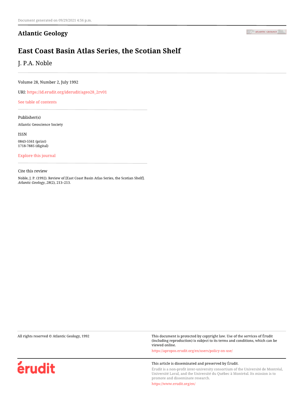 East Coast Basin Atlas Series, the Scotian Shelf J