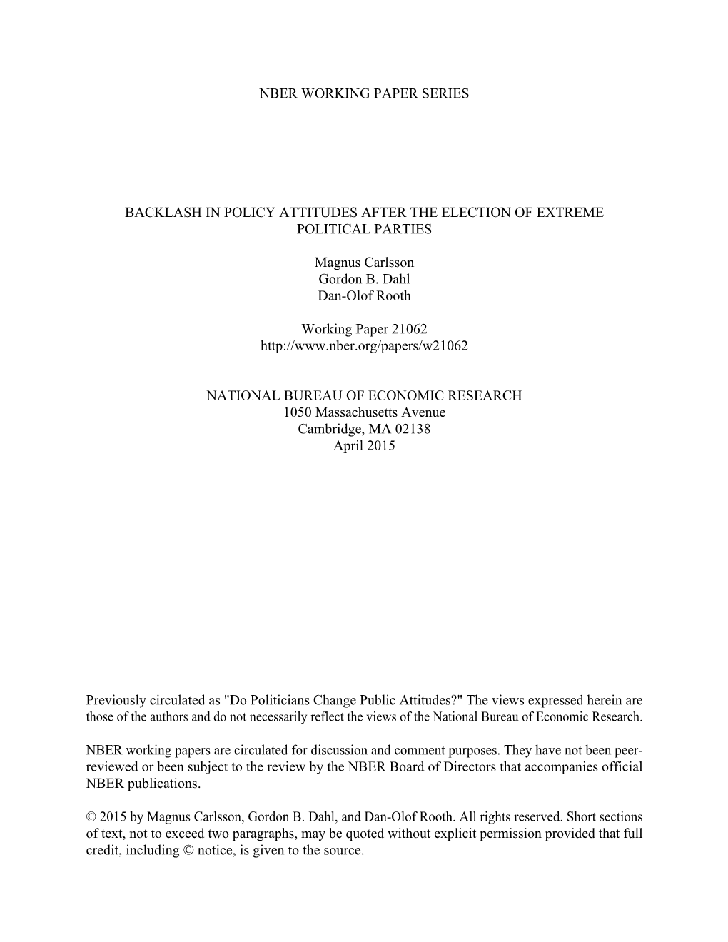 Backlash in Policy Attitudes After the Election of Extreme Political Parties