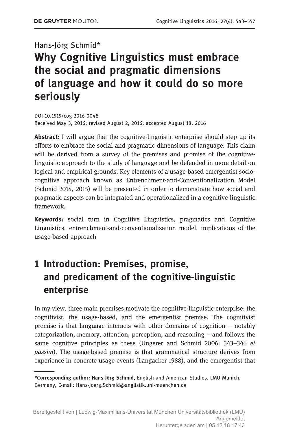 Cognitive Linguistics 2016; 27(4): 543–557