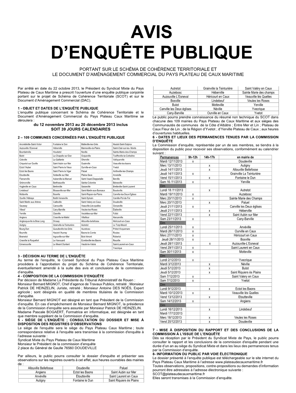 Avis D'enquête Publique