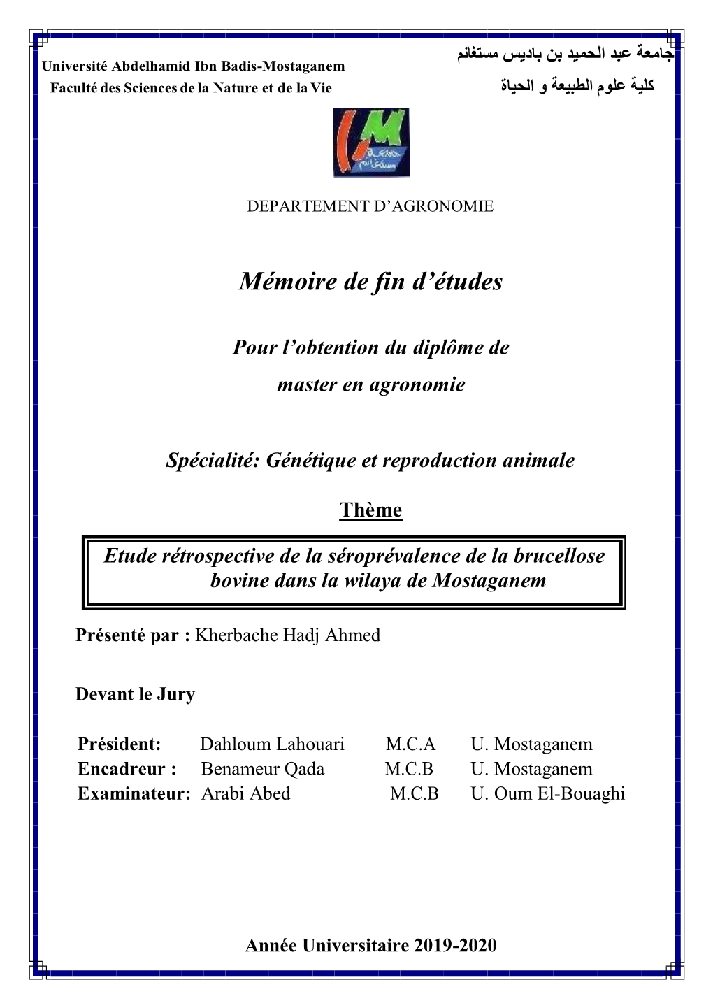 Mémoire De Fin D'études