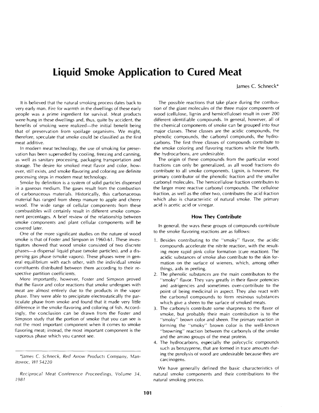 Liquid Smoke Application to Cured Meat