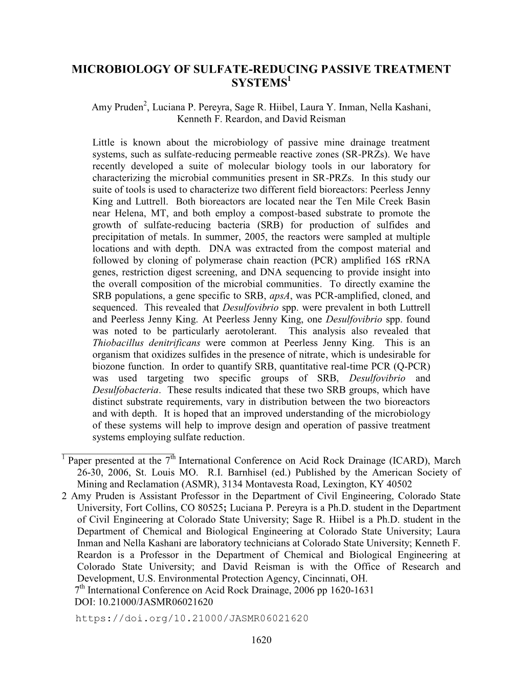 Microbiology of Sulfate-Reducing Passive Treatment Systems1