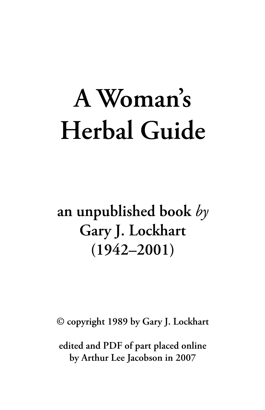 A Woman's Herbal Guide