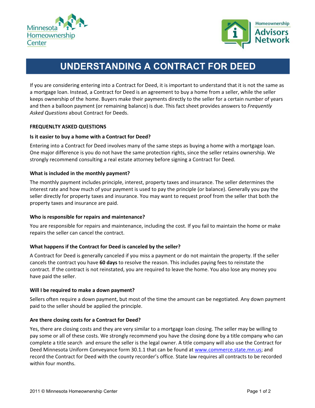 Understanding a Contract for Deed