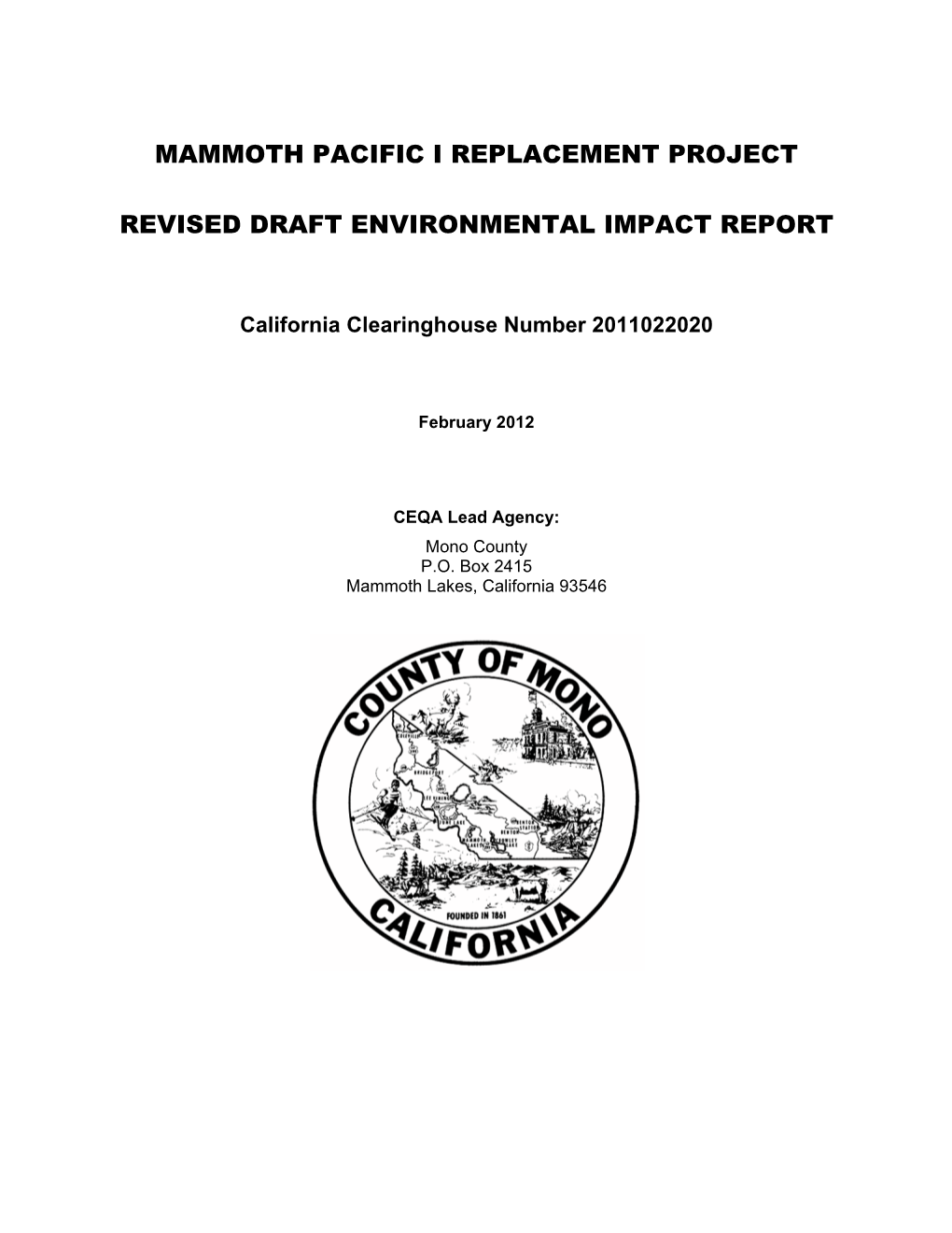 Mammoth Pacific I Replacement Project Revised Draft Environmental Impact Report