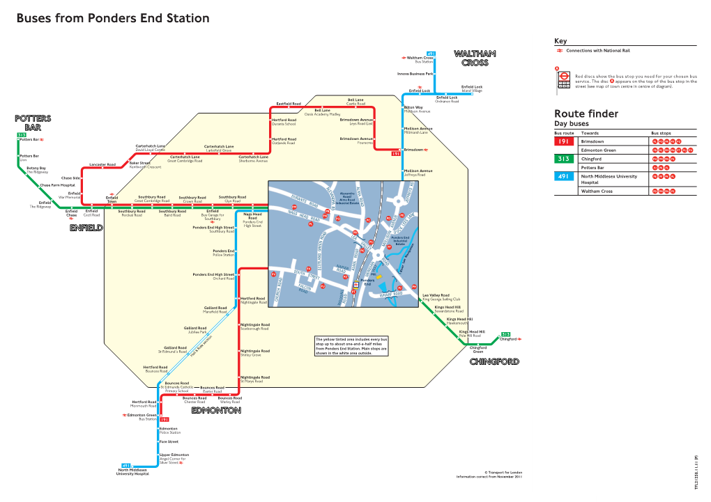 Buses from Ponders End Station