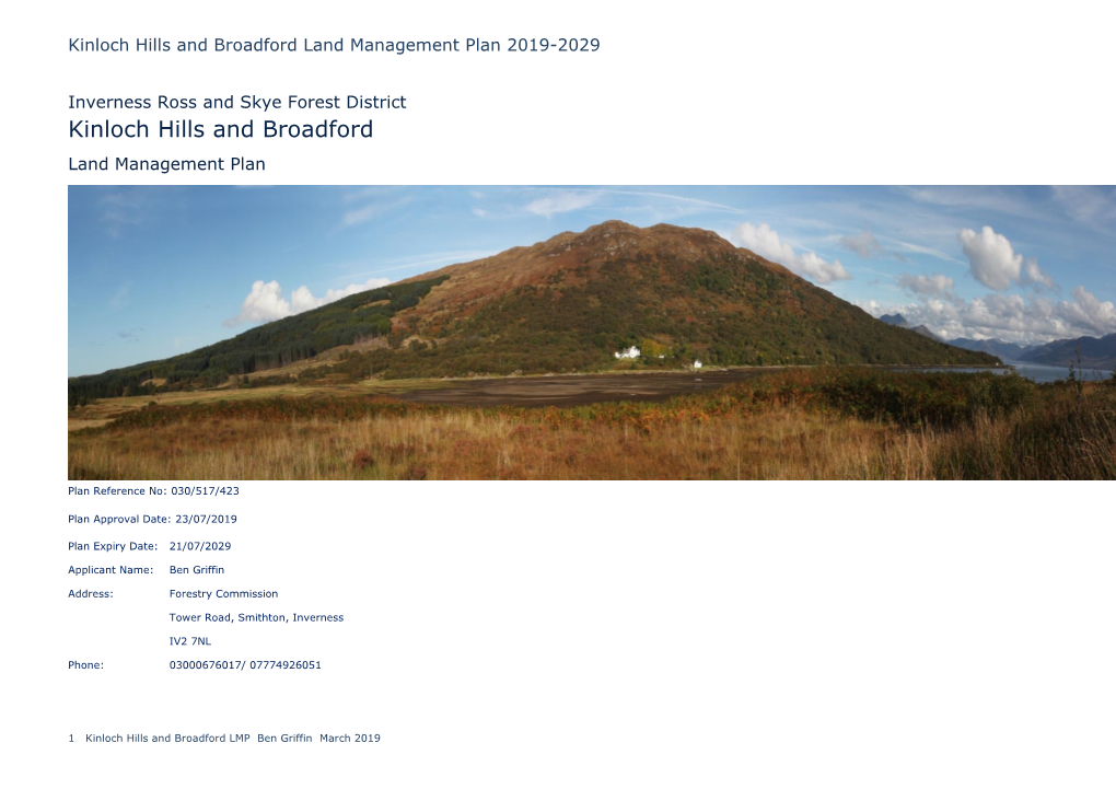 Kinloch Hills and Broadford Land Management Plan 2019-2029