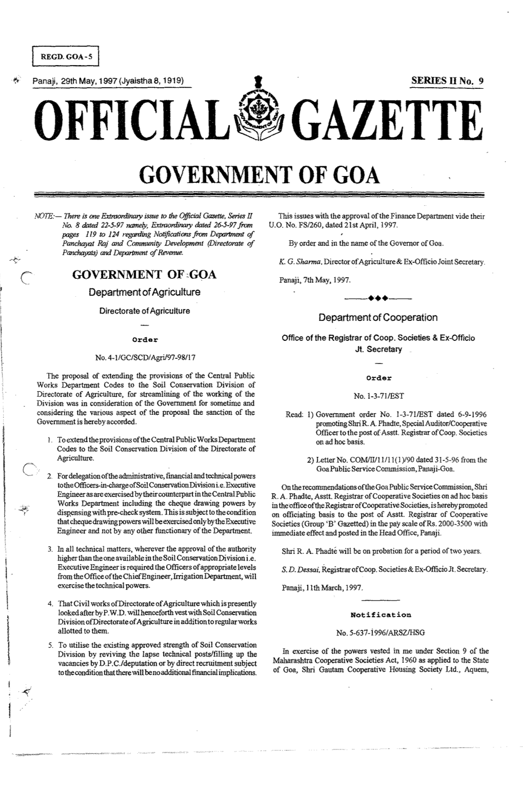 Official. Gazette Government of Goa