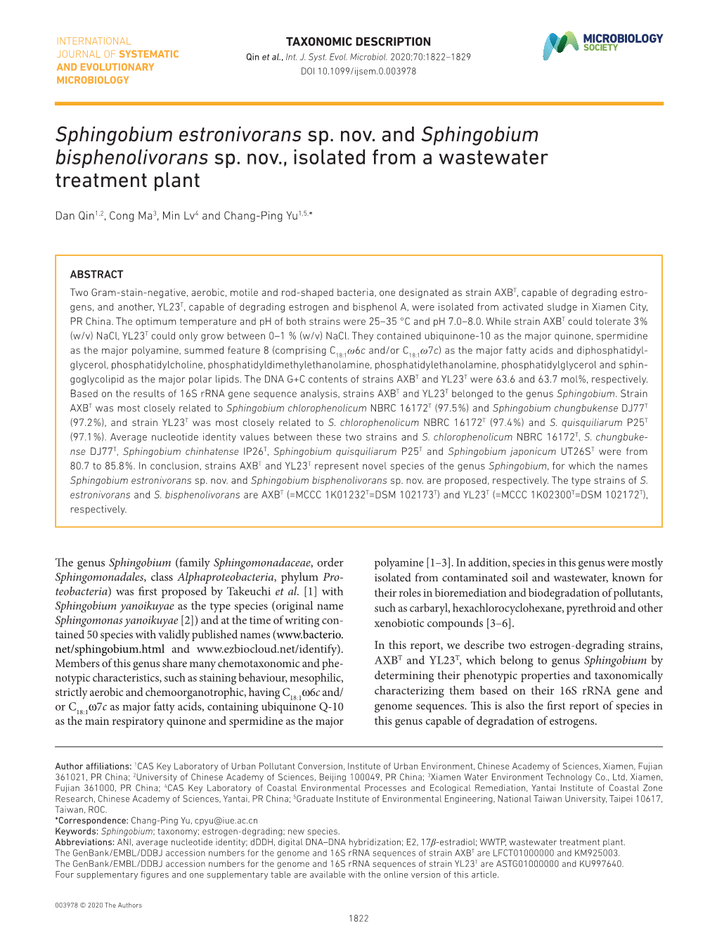 Sphingobium Estronivorans Sp. Nov. and Sphingobium Bisphenolivorans Sp