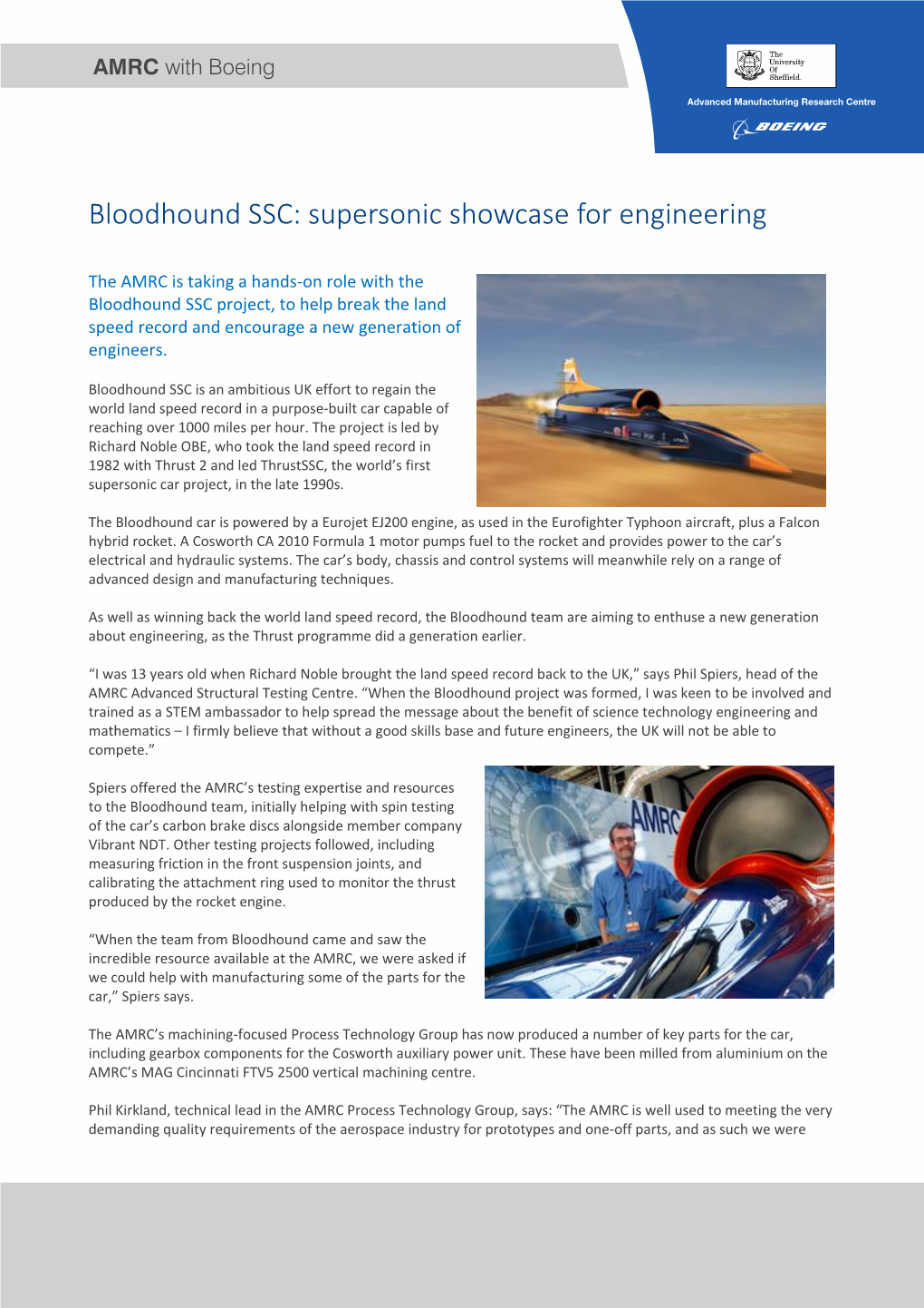 Bloodhound SSC: Supersonic Showcase for Engineering