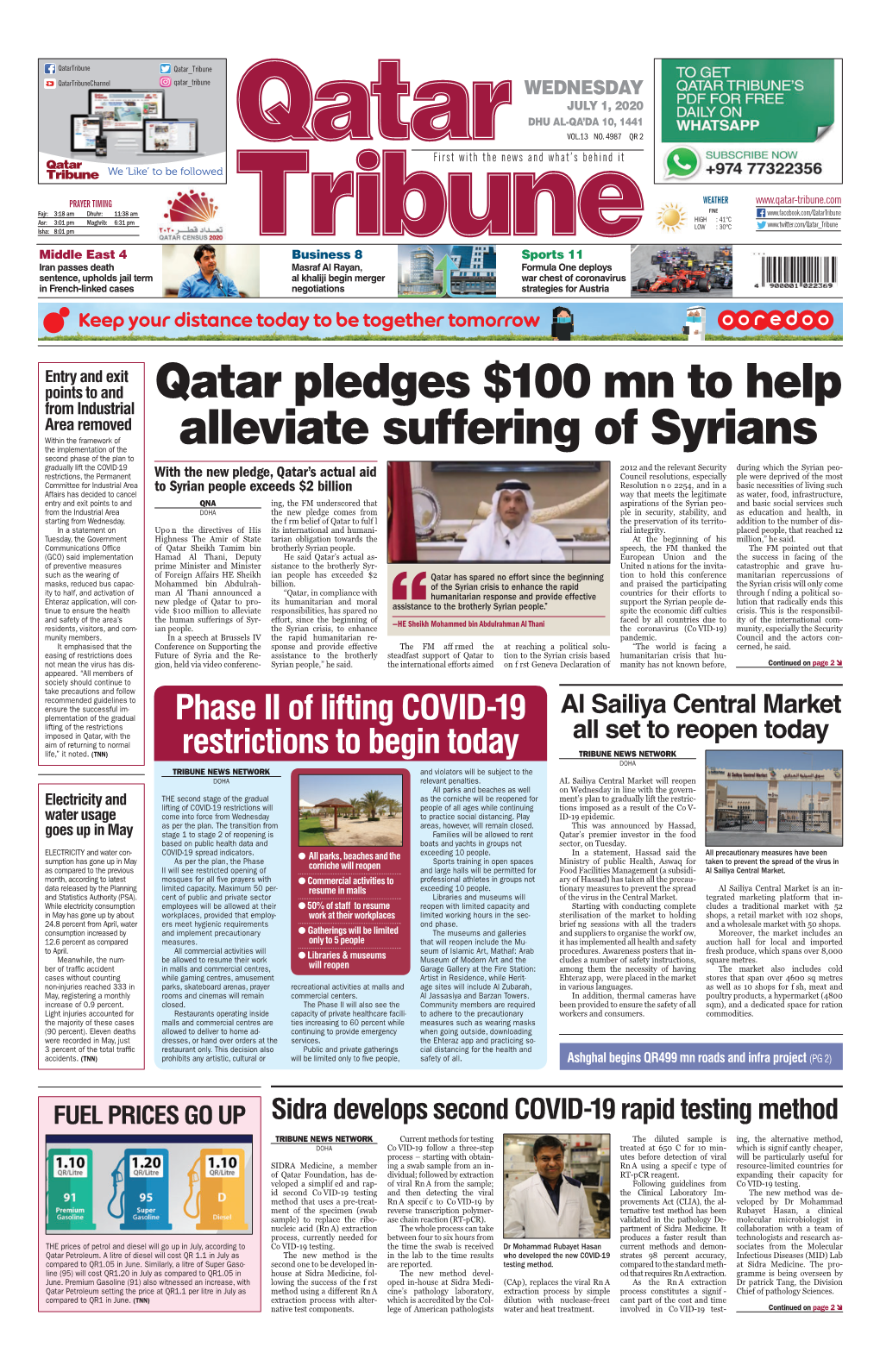 Qatar Pledges $100 Mn to Help Alleviate Suffering of Syrians