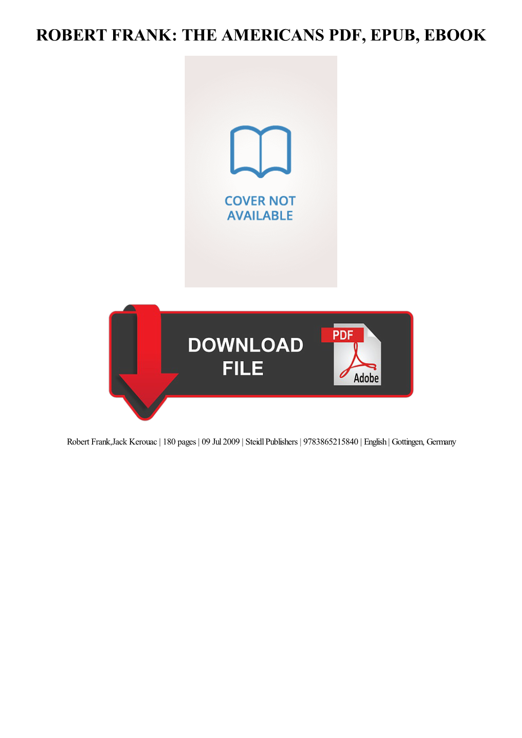 Robert Frank: the Americans Ebook Free Download