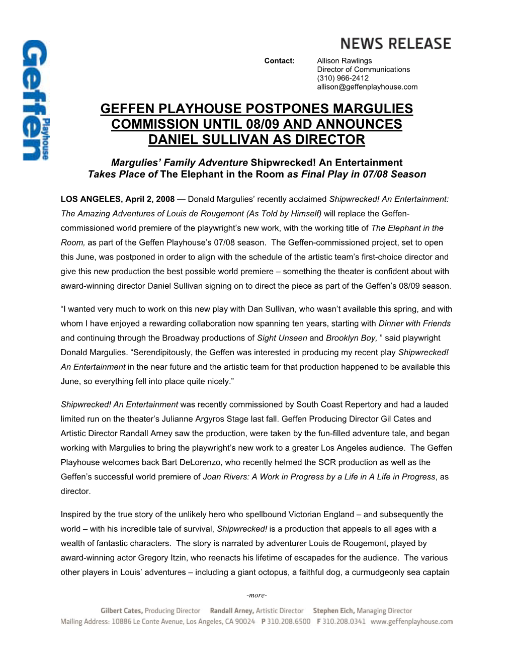 Geffen Playhouse Announces 2006/2007 Season