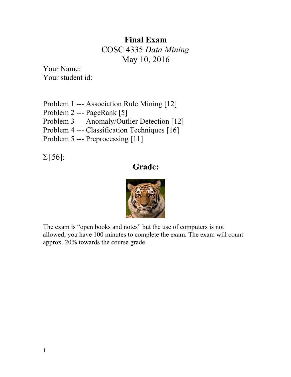 COSC 4335 Data Mining