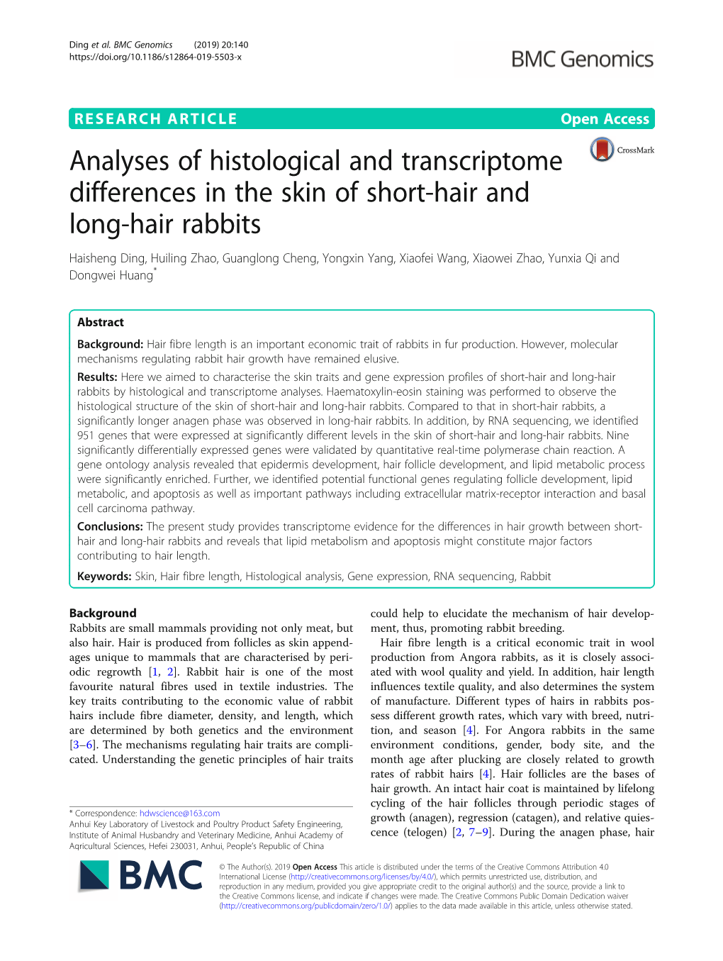 Analyses of Histological and Transcriptome Differences in the Skin