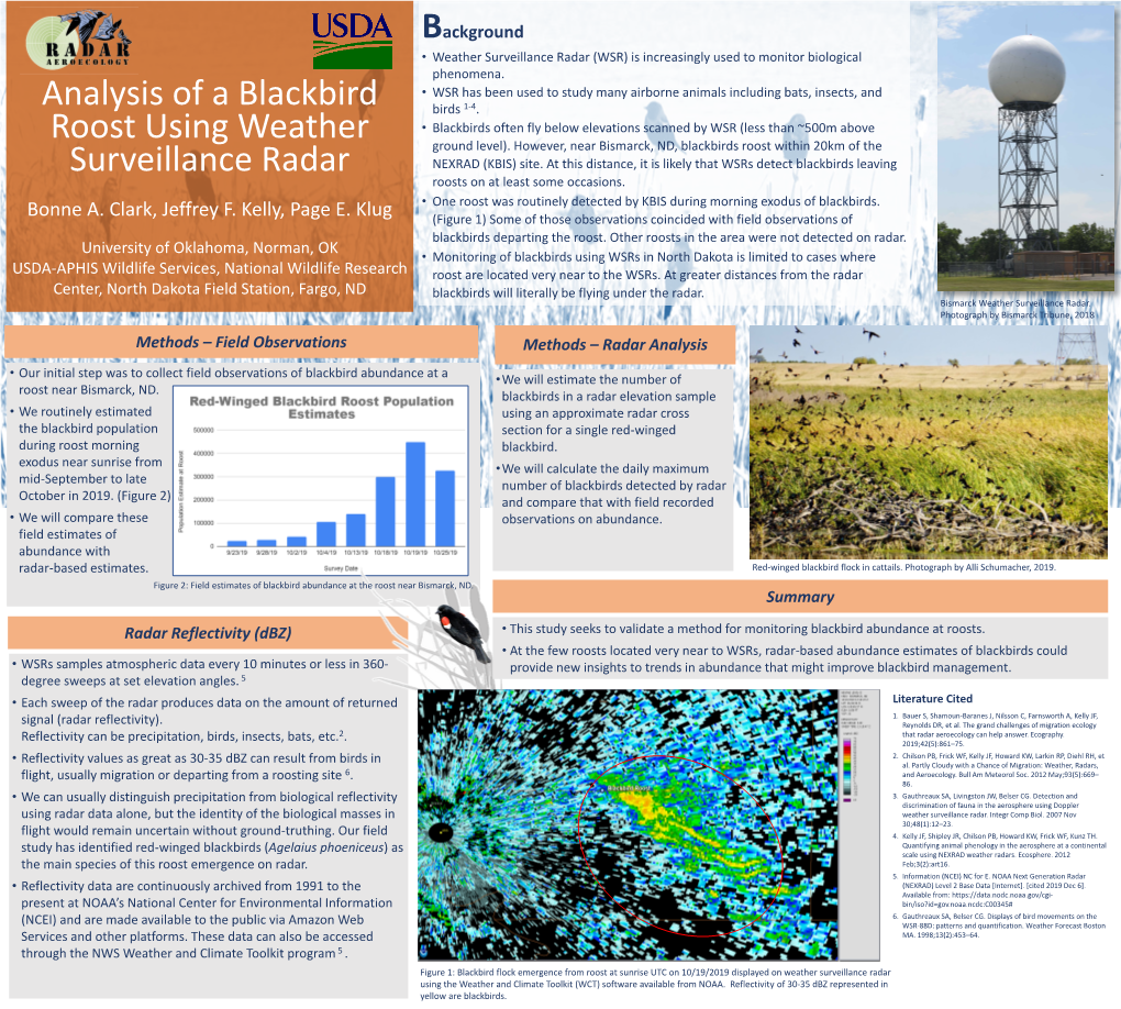 Bonne A. Clark, Jeffrey F. Kelly, Page E. Klug (Figure 1) Some of Those Observations Coincided with Field Observations of Blackbirds Departing the Roost