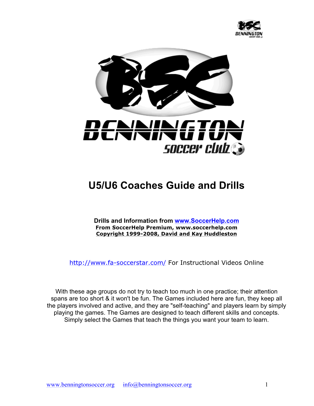 U5/U6 Coaches Guide and Drills