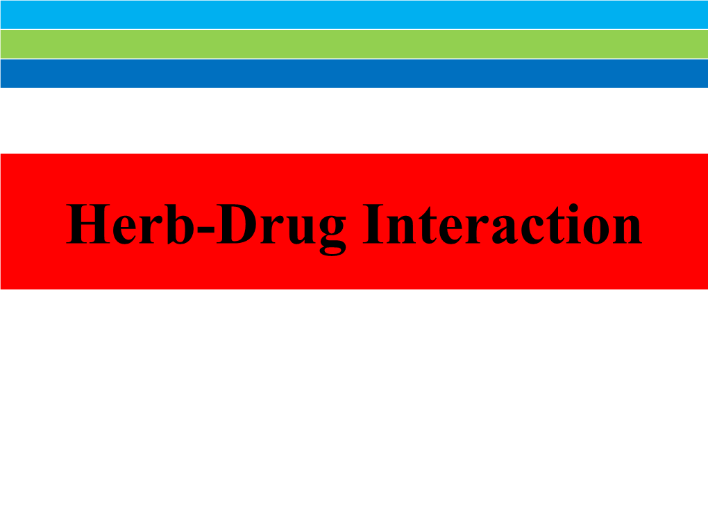 Herb-Drug Interaction Introduction