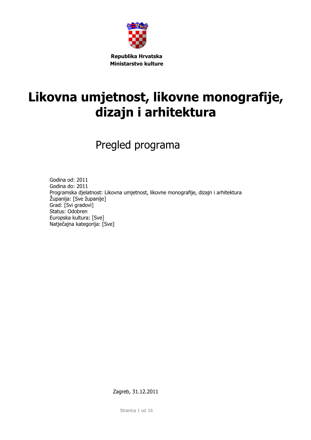 Likovna Umjetnost, Likovne Monografije, Dizajn I Arhitektura (2011.)