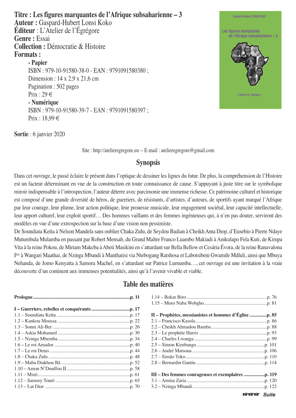 Figures-Africaines Synopsis 3.Qxp Mise En Page 1