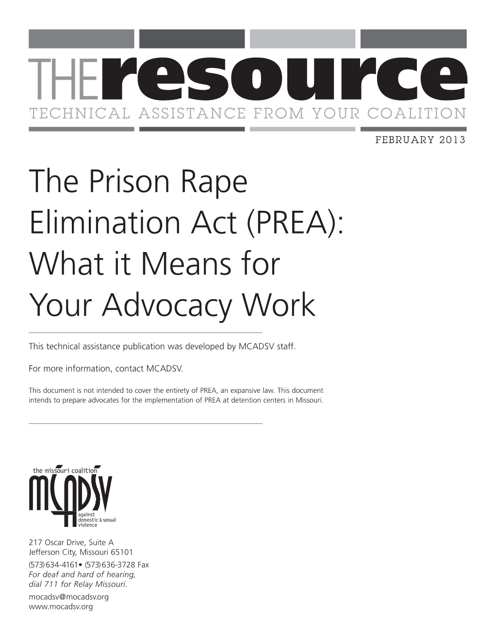 The Prison Rape Elimination Act (PREA): What It Means for Your Advocacy Work