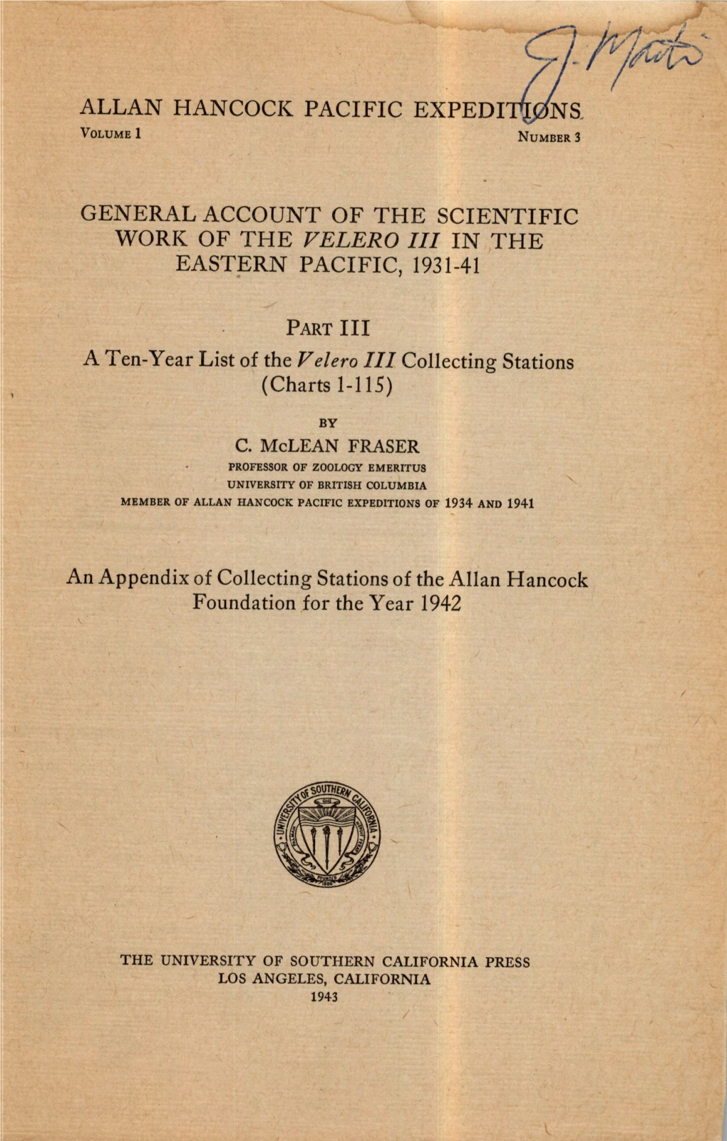 Allan Hancock Pacific Expeditions General