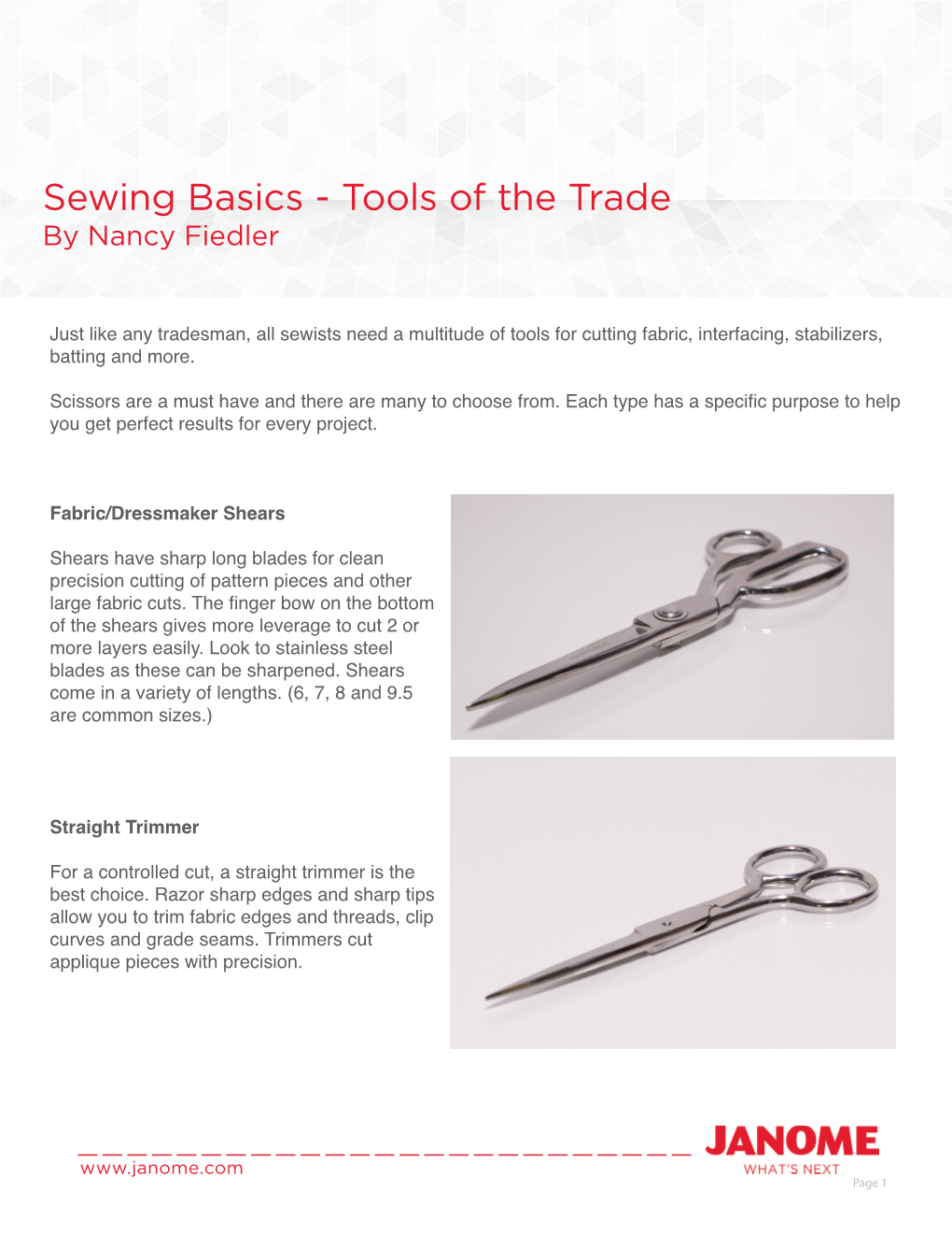 Sewing Basics - Tools of the Trade by Nancy Fiedler