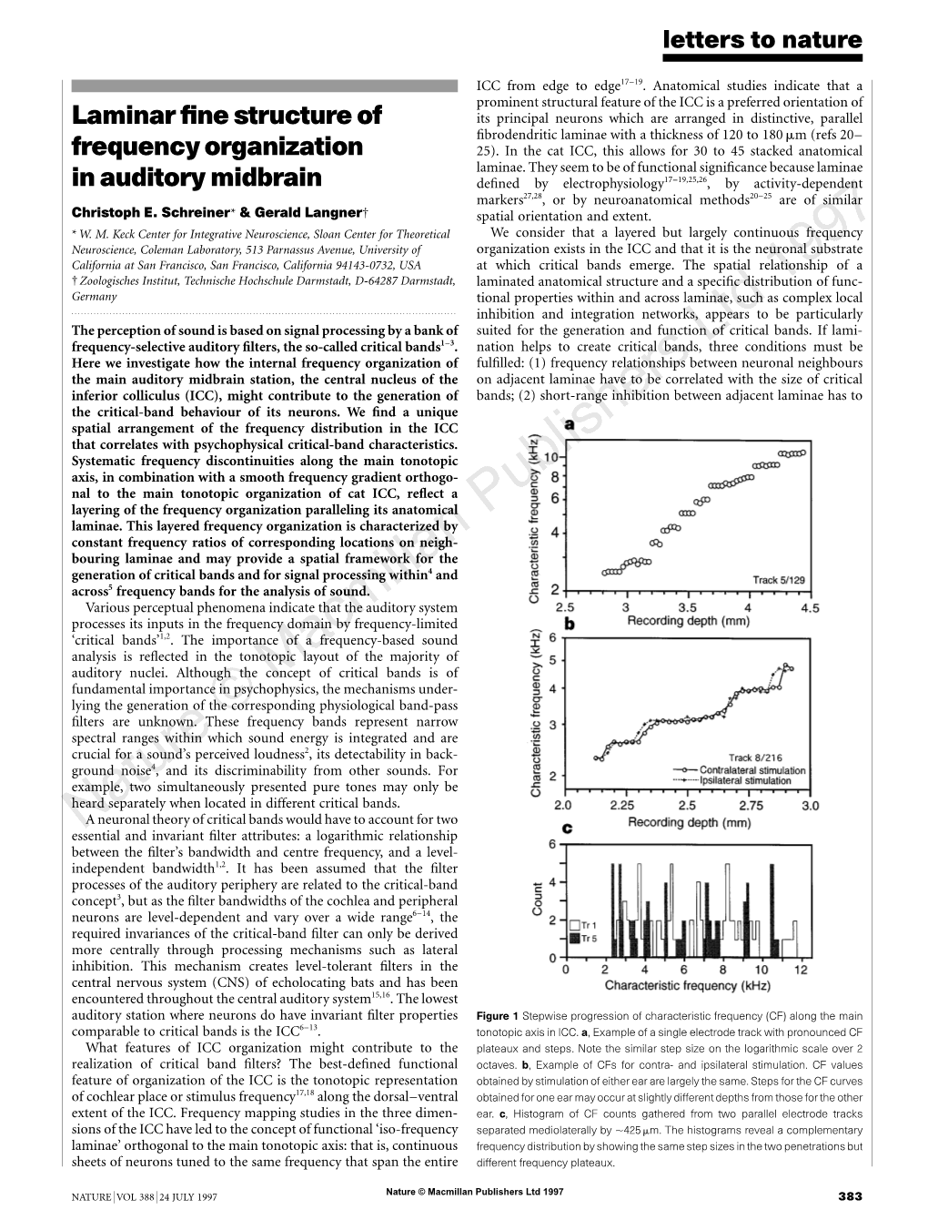 Laminar Fine Structure of Frequency Organization in Auditory Midbrain