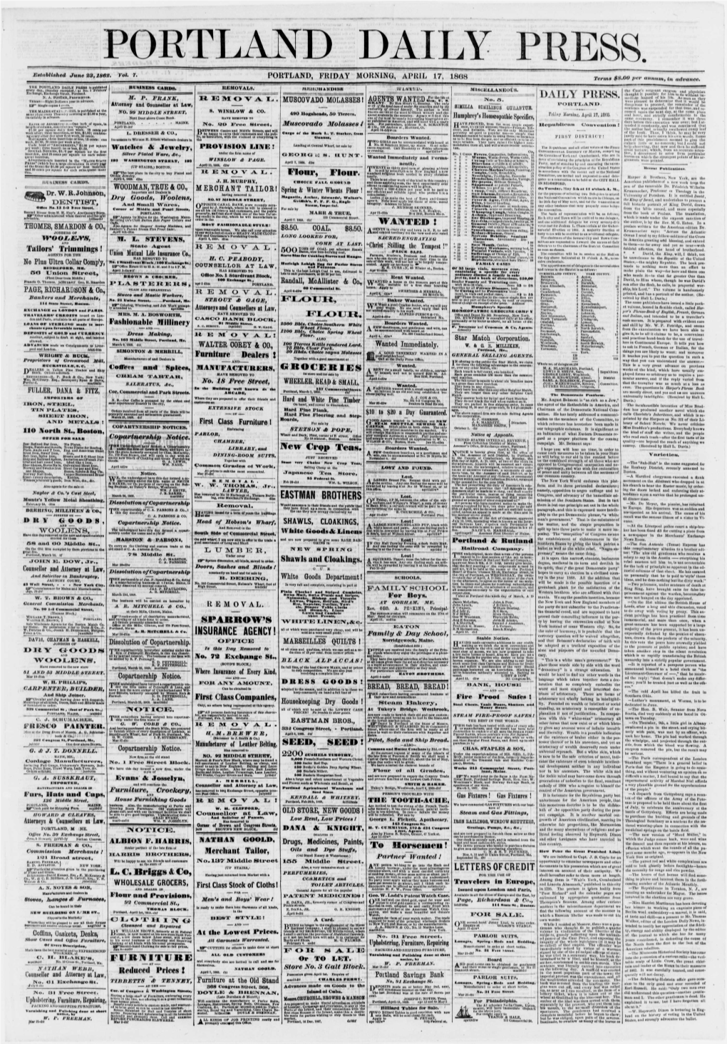 Portland Daily Press: April 17,1868