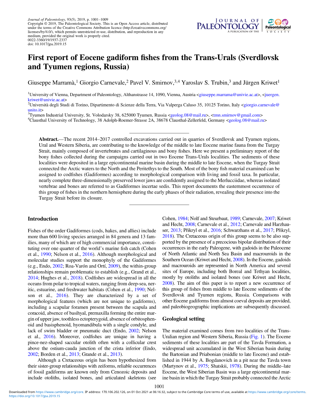 First Report of Eocene Gadiform Fishes From