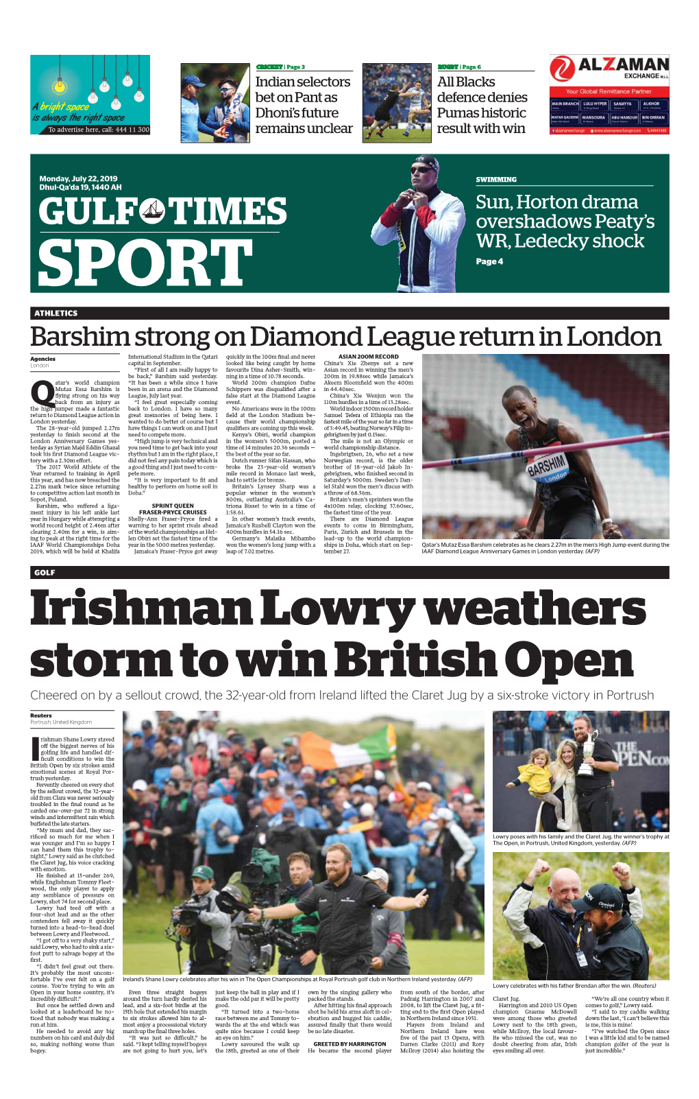 Irishman Lowry Weathers Storm to Win British Open