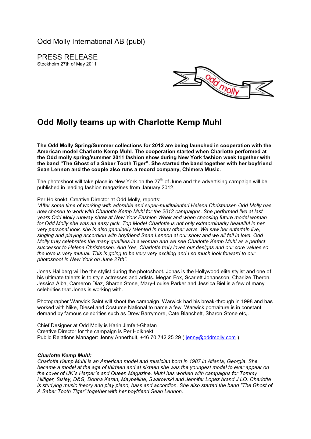Odd Molly Teams up with Charlotte Kemp Muhl