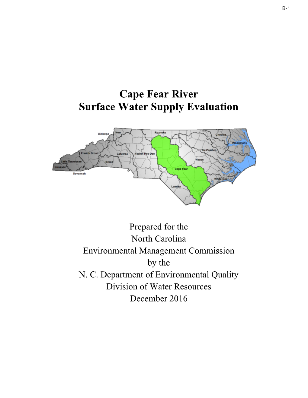 Cape Fear River Surface Water Supply Evaluation
