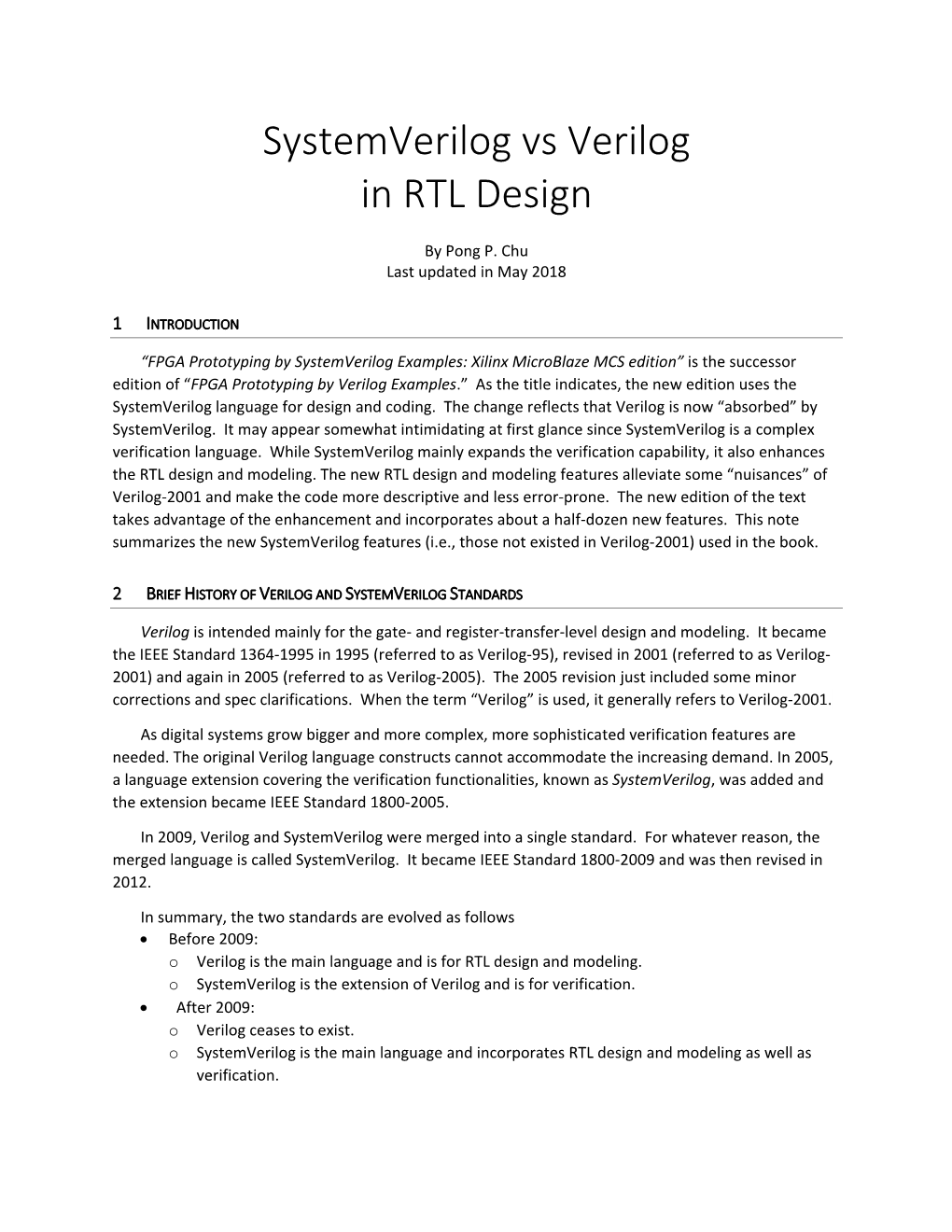 Systemverilog Vs Verilog in RTL Design