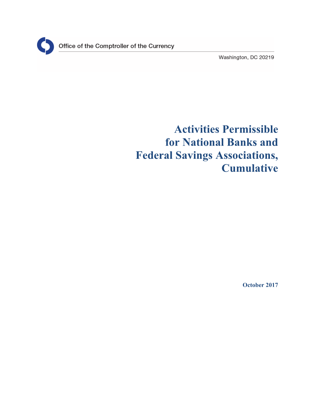 Activities Permissible for a National Bank, Cumulative, 2011 Annual