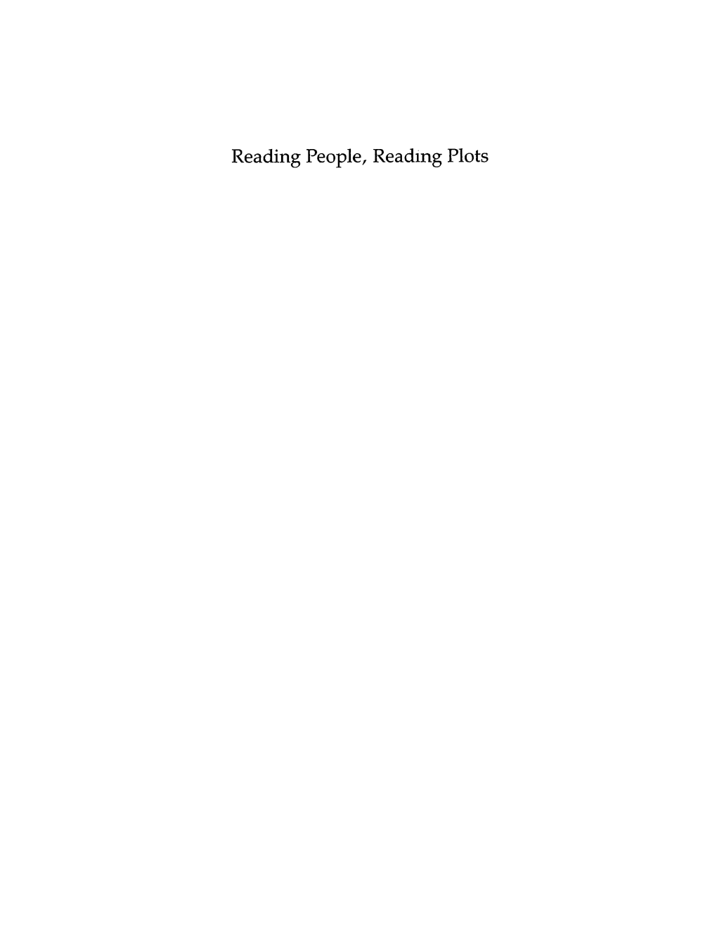 Reading People, Reading Plots