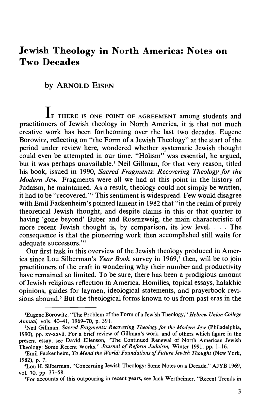 Jewish Theology in North America: Notes on Two Decades