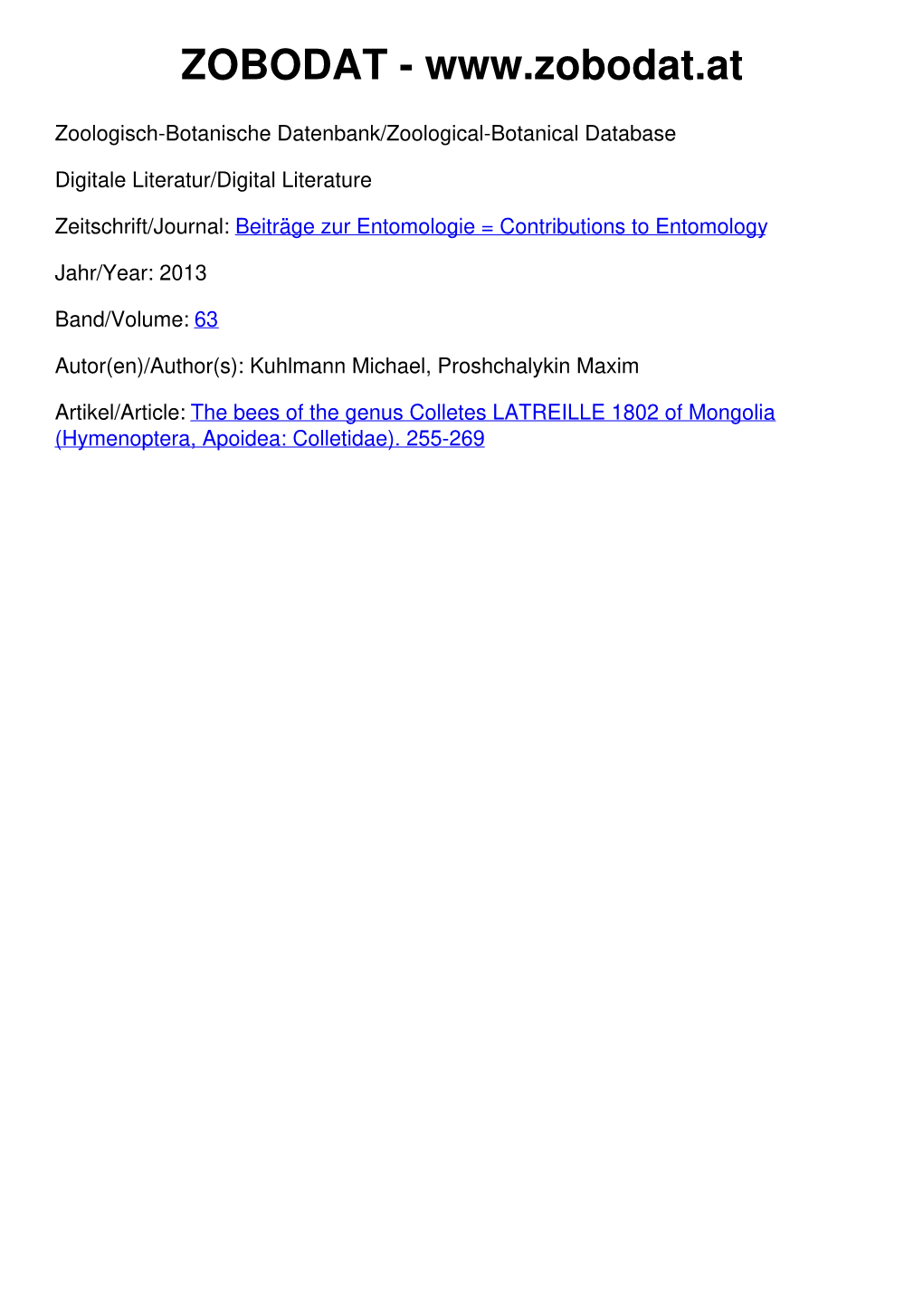 Summary Key Words New Taxa Zusammenfassung