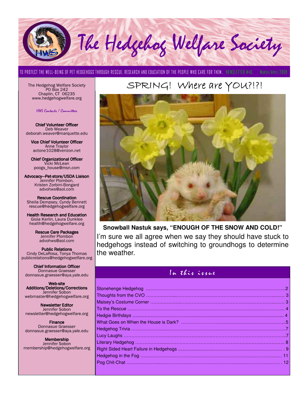 HWS Newsletter Volume 40