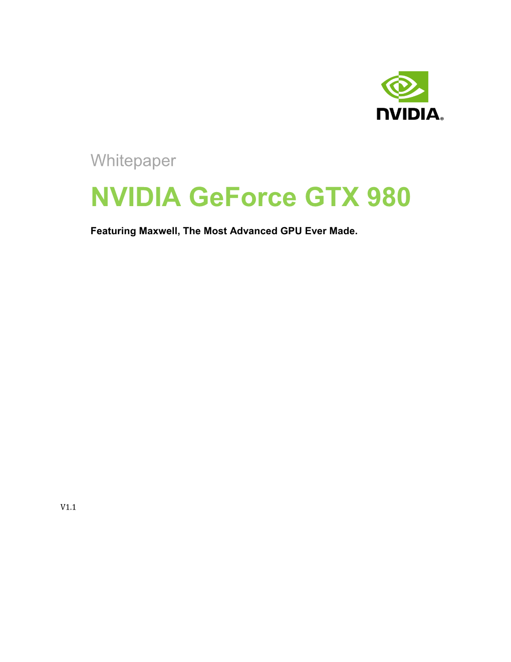 Whitepaper NVIDIA Geforce GTX 980