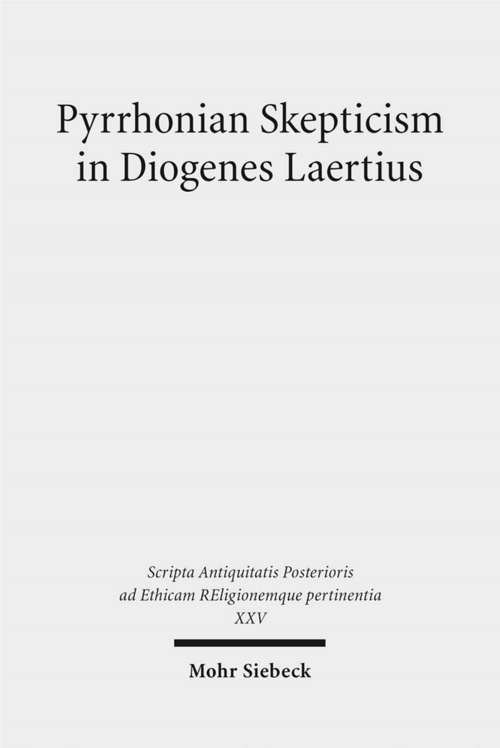 Pyrrhonian Skepticism in Diogenes Laertius