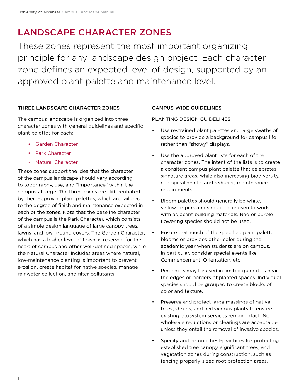 Landscape Character Zones and Approved Plants Lists