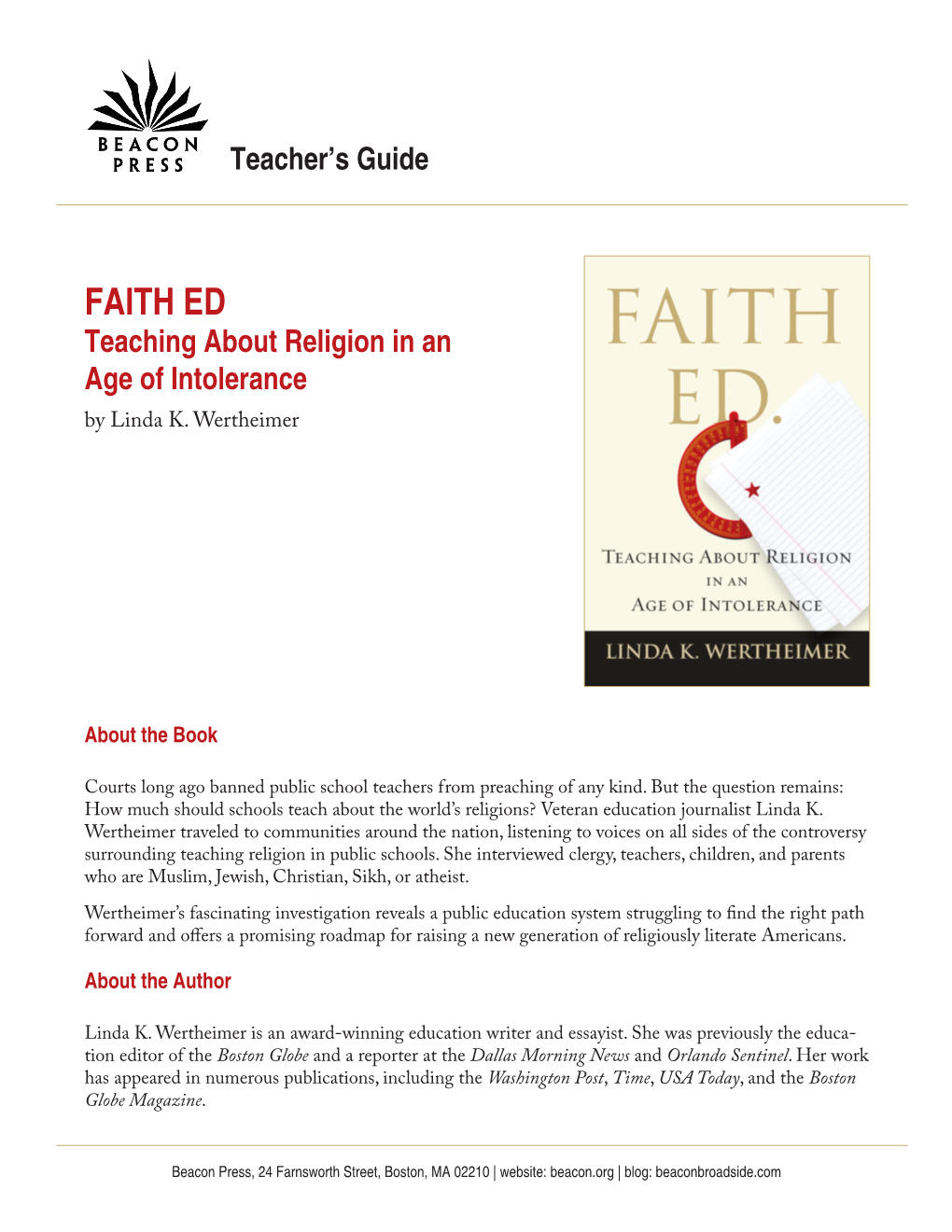 FAITH ED Teaching About Religion in an Age of Intolerance by Linda K