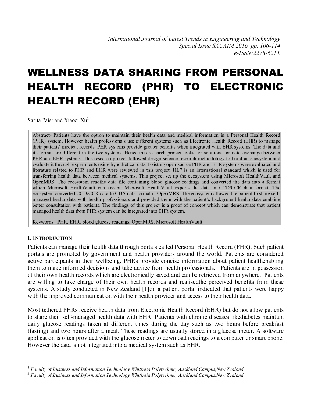 Phr) to Electronic Health Record (Ehr