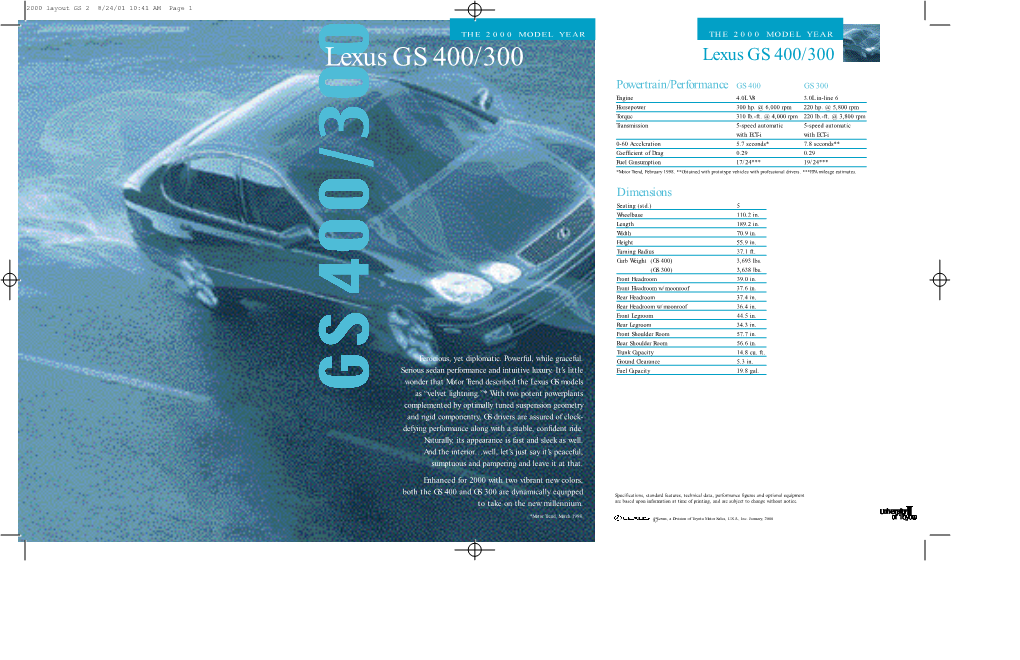 2000 Lexus GS Brochure