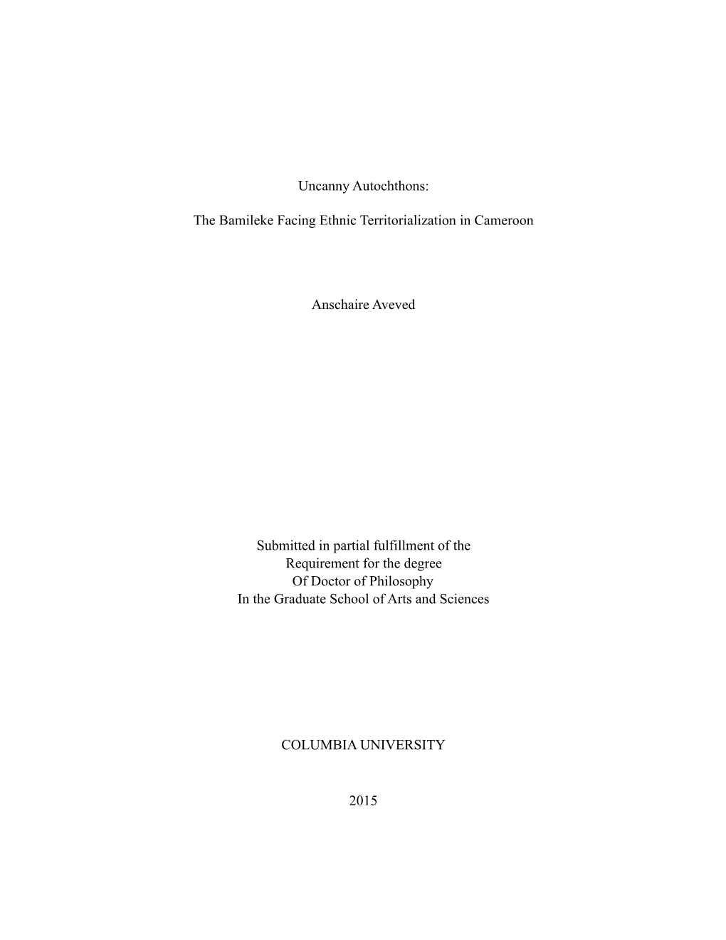 Anschaire Aveved Doctoral Dissertation