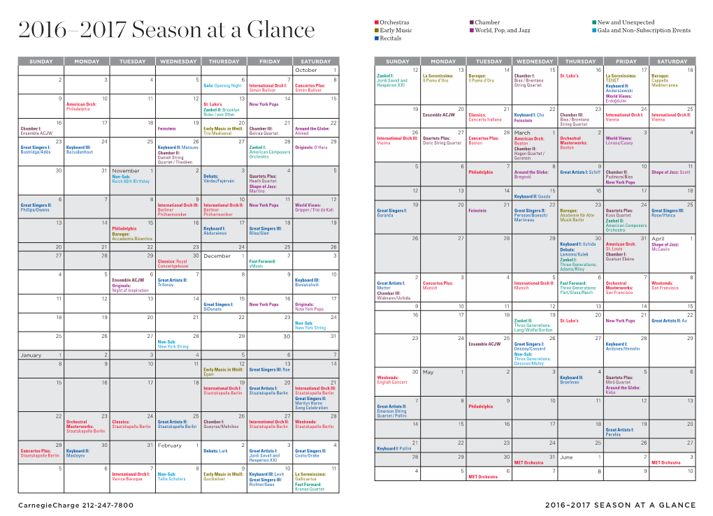 2016–2017 Season at a Glance Recitals